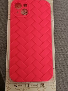 i14 Plus, Hot Pink Braided Texture Silicone Phone Case - Unbranded